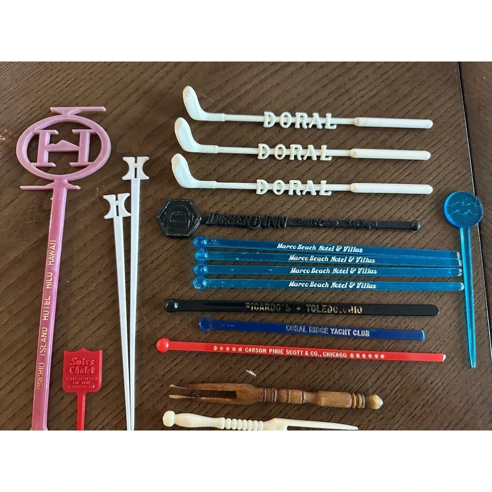 Vintage Mixed Lot 33 Stir Sticks Golf Restaurants Hotels‎ Advertising